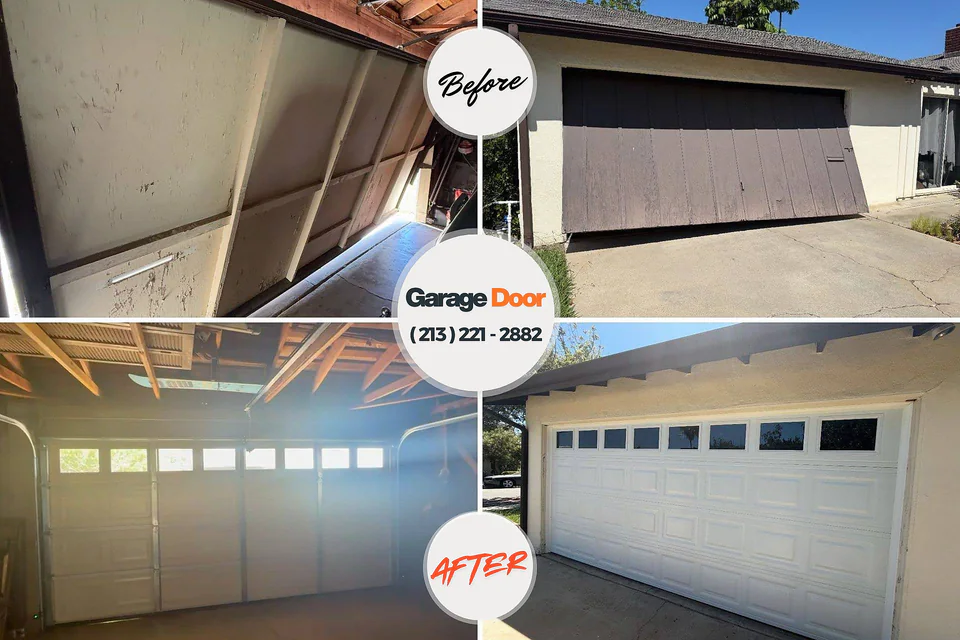 Before and after: garage door repair Dutch Island, GA